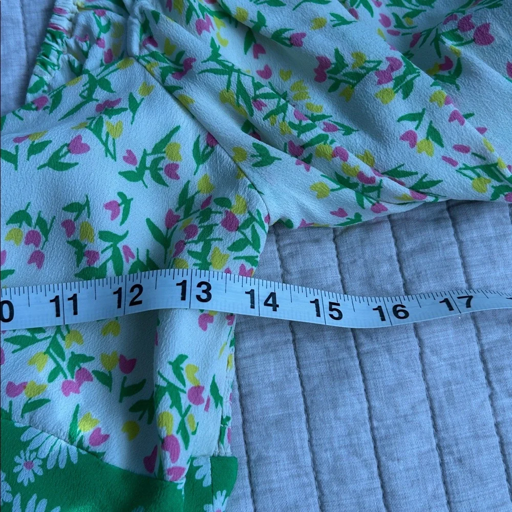 Rixo X target Vtg 70’s green floral spring puff balloon sleeve midi dress S/M 4 - Picture 11 of 11